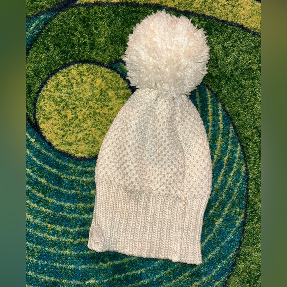 Calvin Klein Cream Knit Pom-Pom Hat